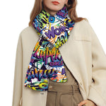 Graffiti Text Pattern Print Scarf