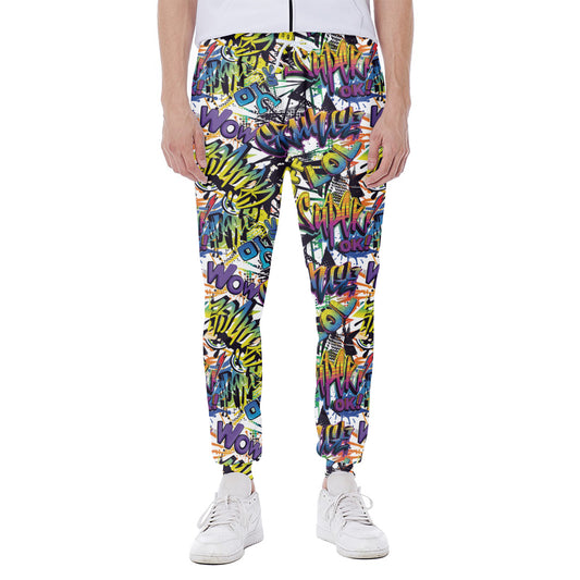 Graffiti Text Pattern Print Scuba Joggers
