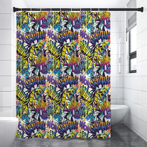 Graffiti Text Pattern Print Shower Curtain