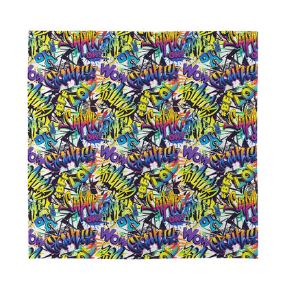 Graffiti Text Pattern Print Silk Bandana