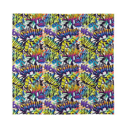 Graffiti Text Pattern Print Silk Bandana