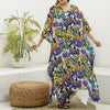 Graffiti Text Pattern Print Silk V-Neck Kaftan Dress