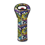 Graffiti Text Pattern Print Single Neoprene Wine Tote