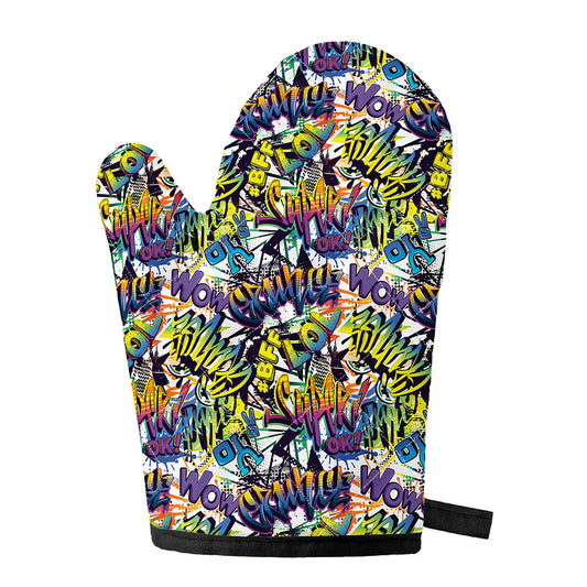 Graffiti Text Pattern Print Single Oven Mitt