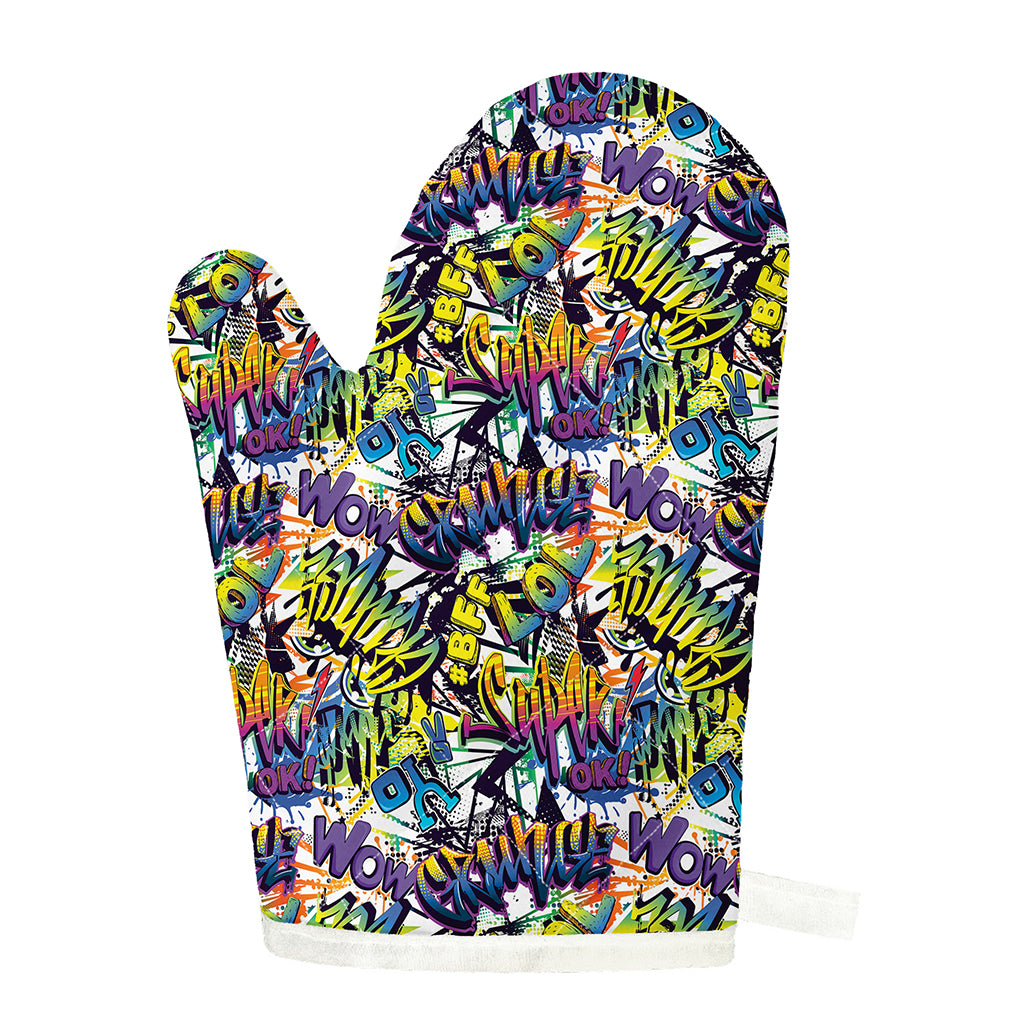 Graffiti Text Pattern Print Single Oven Mitt