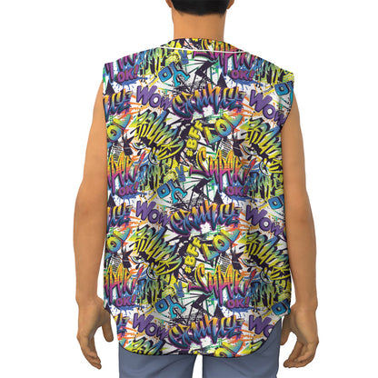 Graffiti Text Pattern Print Sleeveless Baseball Jersey