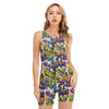 Graffiti Text Pattern Print Sleeveless One Piece Swimsuit