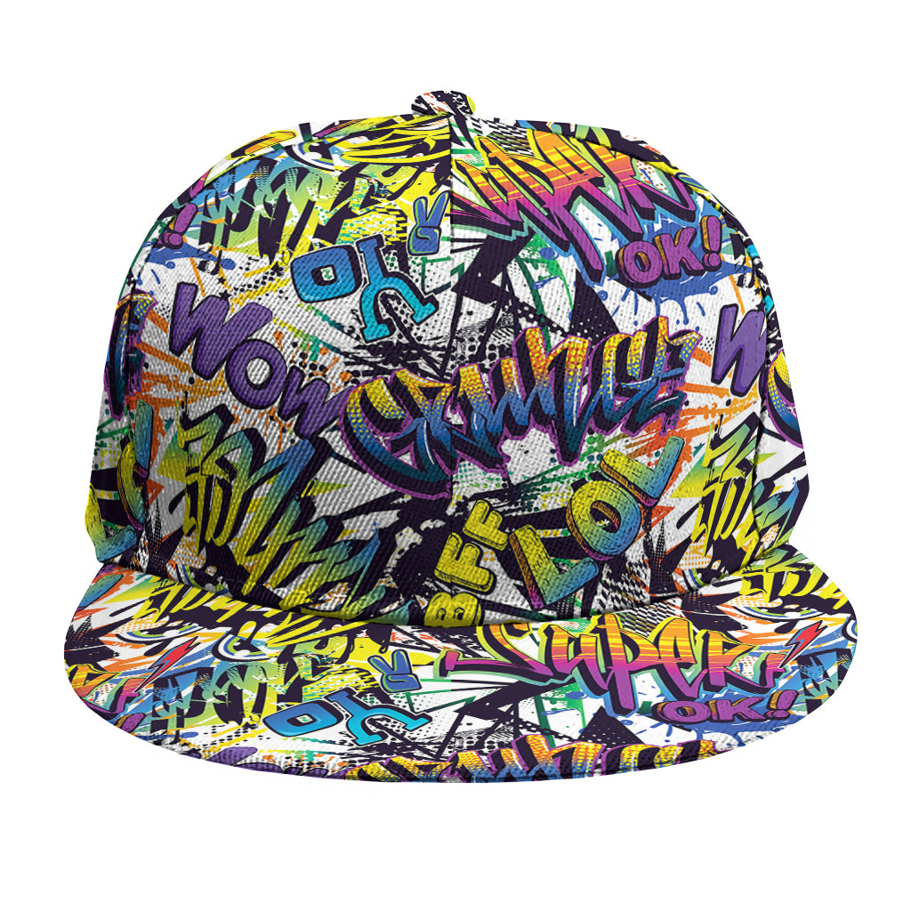 Graffiti Text Pattern Print Snapback Cap