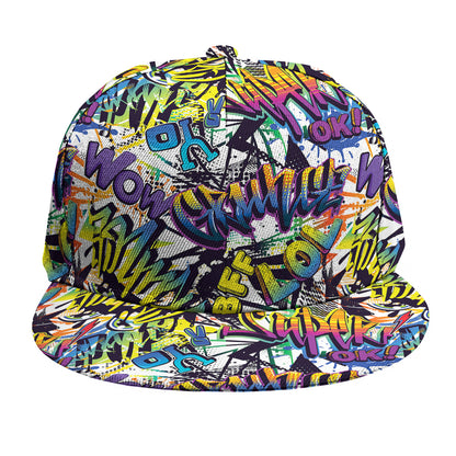 Graffiti Text Pattern Print Snapback Cap