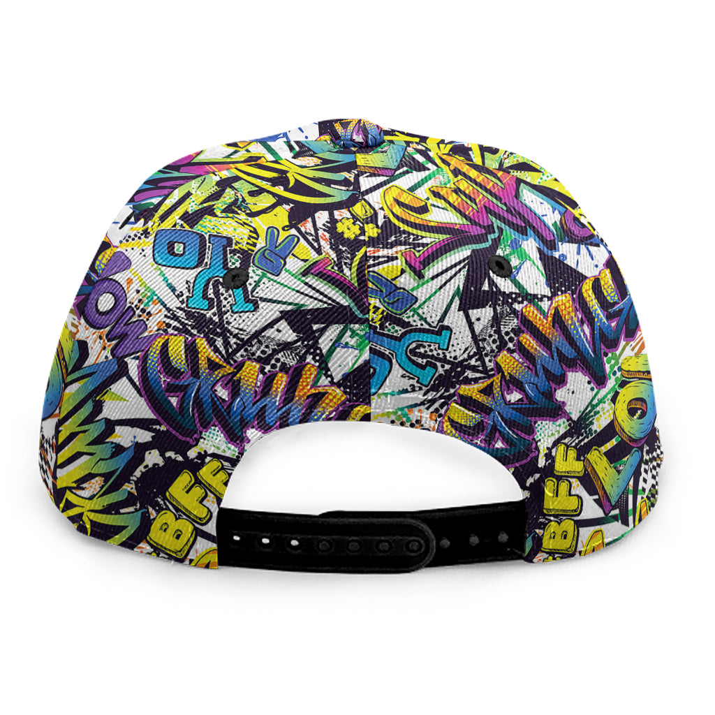 Graffiti Text Pattern Print Snapback Cap