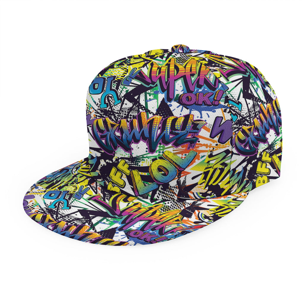 Graffiti Text Pattern Print Snapback Cap