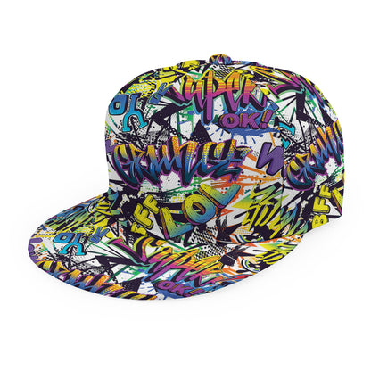 Graffiti Text Pattern Print Snapback Cap