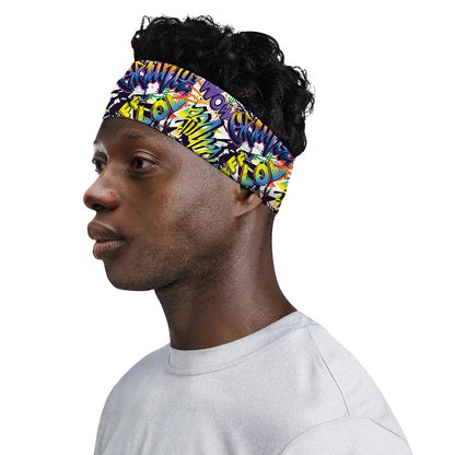 Graffiti Text Pattern Print Sports Headband