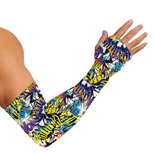 Graffiti Text Pattern Print Sun Protection Arm Sleeves