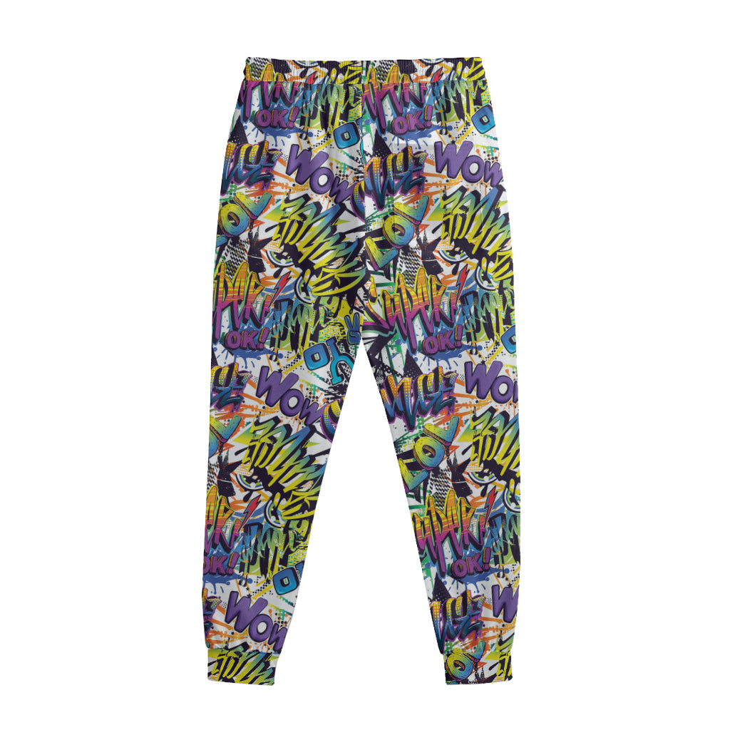 Graffiti Text Pattern Print Sweatpants