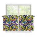 Graffiti Text Pattern Print Tier Curtains