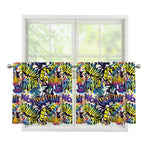 Graffiti Text Pattern Print Tier Curtains