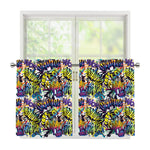 Graffiti Text Pattern Print Tier Curtains