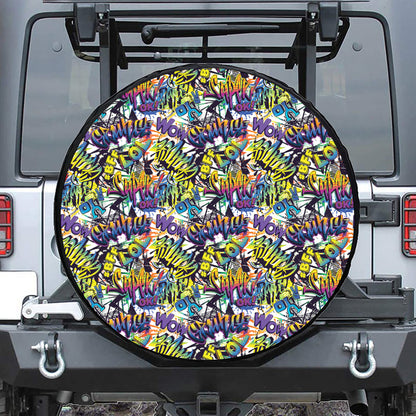 Graffiti Text Pattern Print Tire Cover