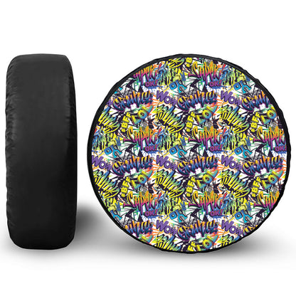 Graffiti Text Pattern Print Tire Cover