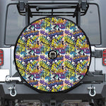 Graffiti Text Pattern Print Tire Cover With Camera Hole