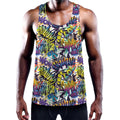 Graffiti Text Pattern Print Men's Workout Tank Top