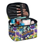 Graffiti Text Pattern Print Travel Makeup Bag