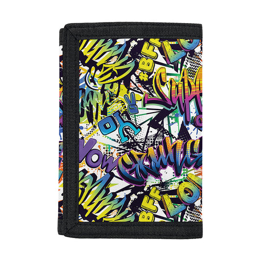 Graffiti Text Pattern Print Trifold Wallet