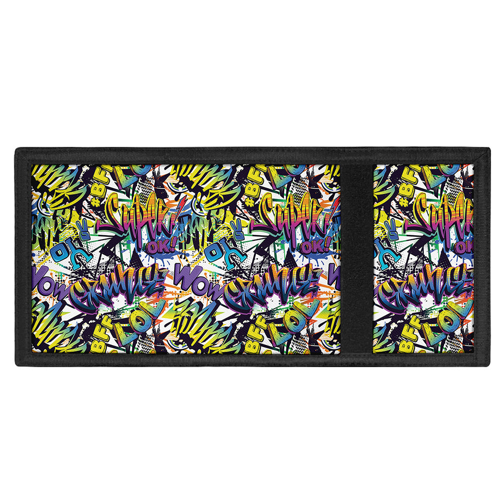 Graffiti Text Pattern Print Trifold Wallet