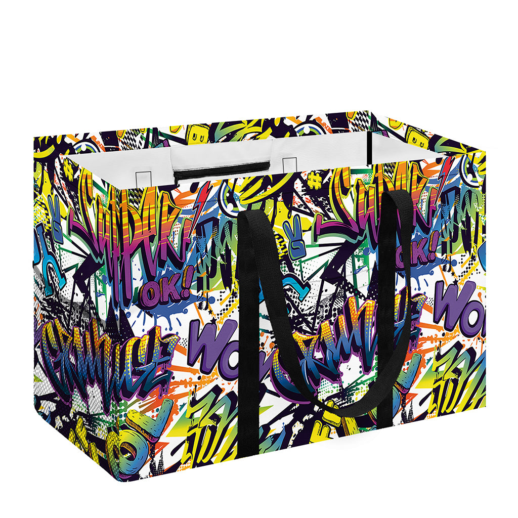 Graffiti Text Pattern Print Utility Tote Bag
