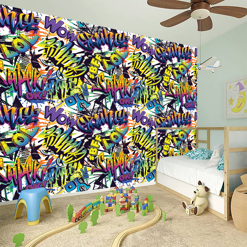 Graffiti Text Pattern Print Wall Sticker