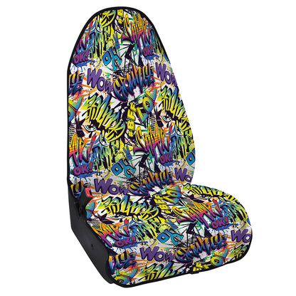 Graffiti Text Pattern Print Waterproof Car Seat Cover