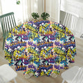 Graffiti Text Pattern Print Waterproof Round Tablecloth