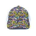 Graffiti Text Pattern Print White Mesh Trucker Hat