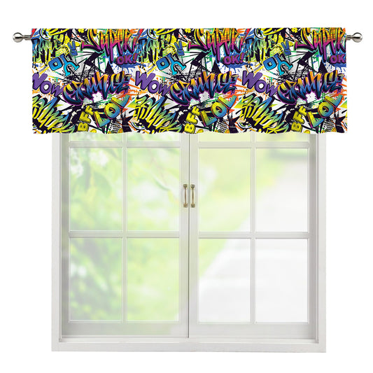 Graffiti Text Pattern Print Window Valance
