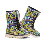 Graffiti Text Pattern Print Winter Boots