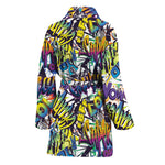 Graffiti Text Pattern Print Women's Bathrobe