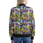 Graffiti Text Pattern Print Women's Bomber Jacket