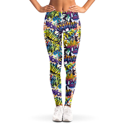 Graffiti Text Pattern Print Women's Leggings