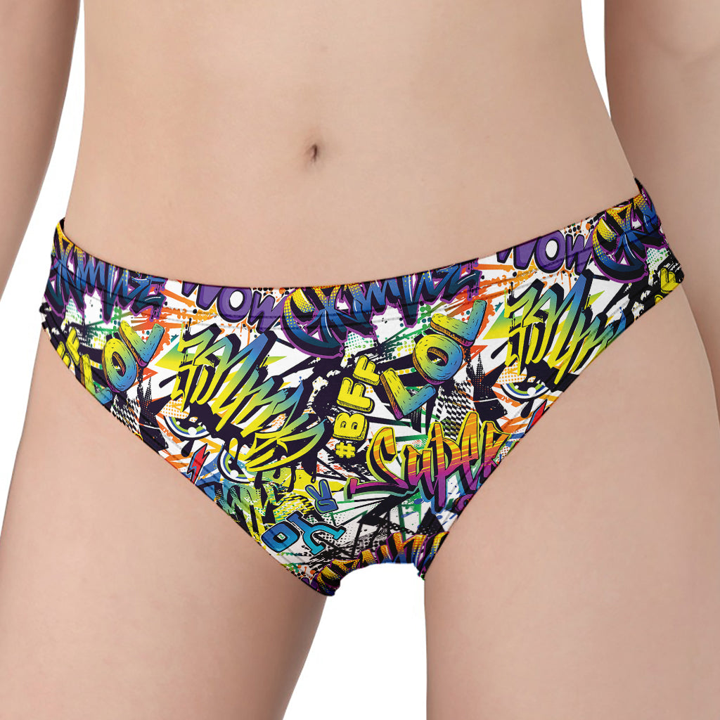 Graffiti Text Pattern Print Women's Panties