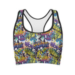 Graffiti Text Pattern Print Women's Sports Bra