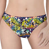 Graffiti Text Pattern Print Women's Thong