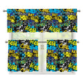 Graffiti Wall Print 3 Piece Kitchen Curtains