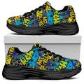 Graffiti Wall Print Black Chunky Shoes
