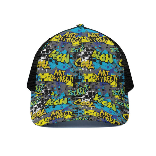 Graffiti Wall Print Black Mesh Trucker Cap