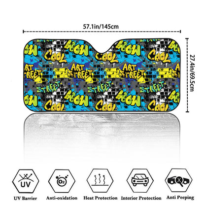 Graffiti Wall Print Car Windshield Sun Shade