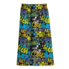 Graffiti Wall Print Cotton Front Slit Maxi Skirt