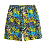 Graffiti Wall Print Cotton Shorts