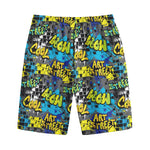 Graffiti Wall Print Cotton Shorts
