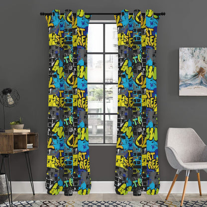 Graffiti Wall Print Curtain